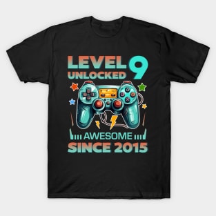 Level 9 Unlocked Awesome Since 2015 9th b-day Gift For Boys Kids Toddlers T-Shirt